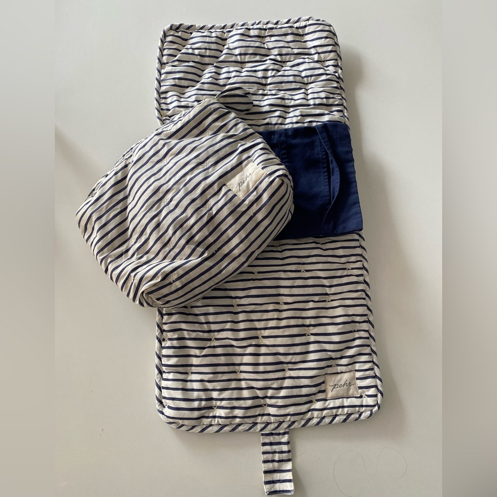 Pehr Striped Navy and White on the go changing pad and bag